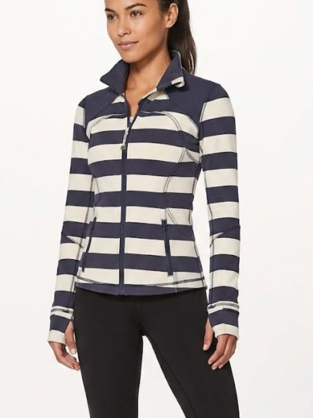 🏷️ Lululemon Define Jacket Navy White Striped Full Zip Size 6
